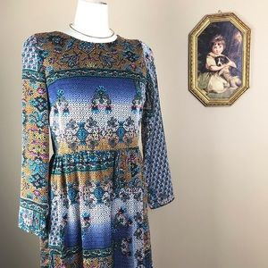 Zara Trafaluc Boho Mosaic Multicolored Maxi Dress